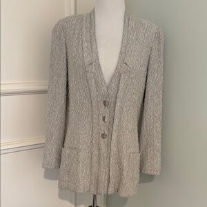 CHANEL Light beige Button-Front Cardigan Jacket